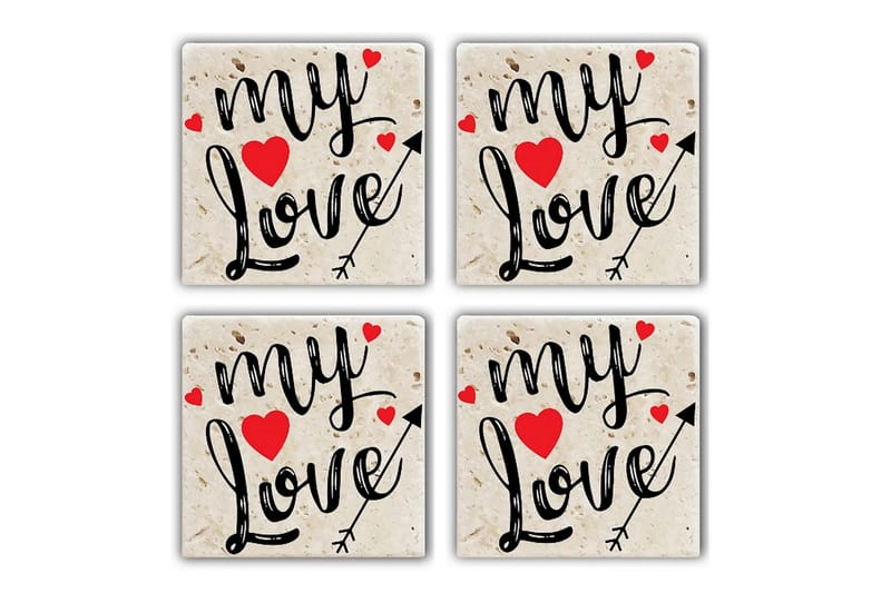 Glassunderlag 4-pk, Flerfarget