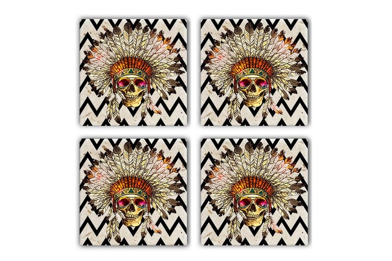 Glassunderlag 4-pk, Flerfarget