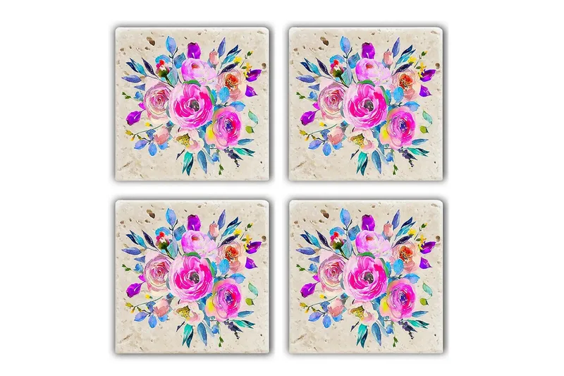 Glassunderlag 4-pk, Flerfarget