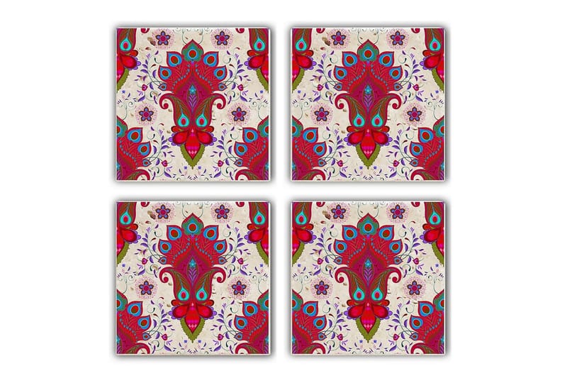 Glassunderlag 4-pk, Flerfarget