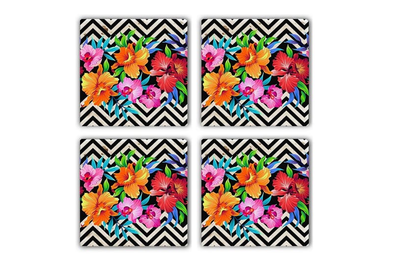 Glassunderlag 4-pk, Flerfarget