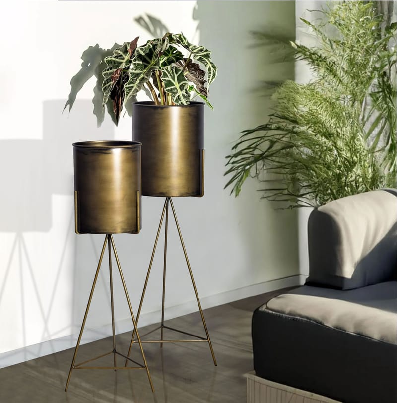 Corino Vase 89 cm Sett med 2 - Gullfarget - Innredning - Krukker