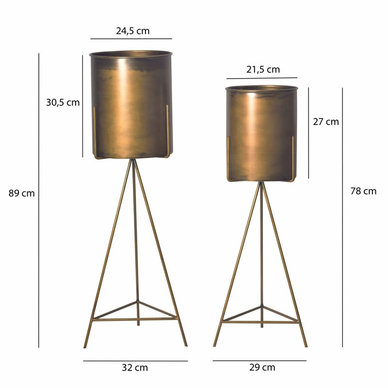 Corino Vase 89 cm Sett med 2 - Gullfarget - Innredning - Krukker
