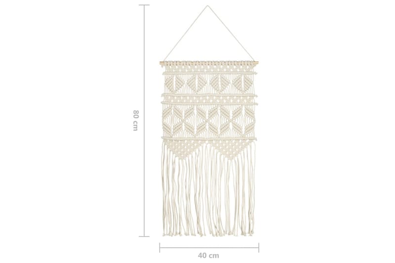 Makramé vegghenger 40x80 cm bomull - Krem - Dekorasjon - Veggdekorasjon