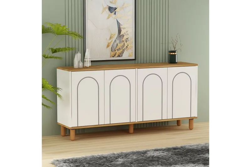 Salven Skulptur 150x73 cm - Eik/Hvit - Oppbevaring - Oppbevaringsmøbler - Sideboard & skjenker