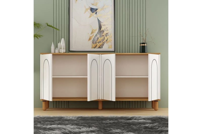 Salven Skulptur 150x73 cm - Eik/Hvit - Oppbevaring - Oppbevaringsmøbler - Sideboard & skjenker