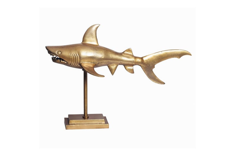 Dekorativ figur Wohnling Deco hai 70 cm aluminium, maritim stil Gull - Gull - Innredning - Dekorasjon
