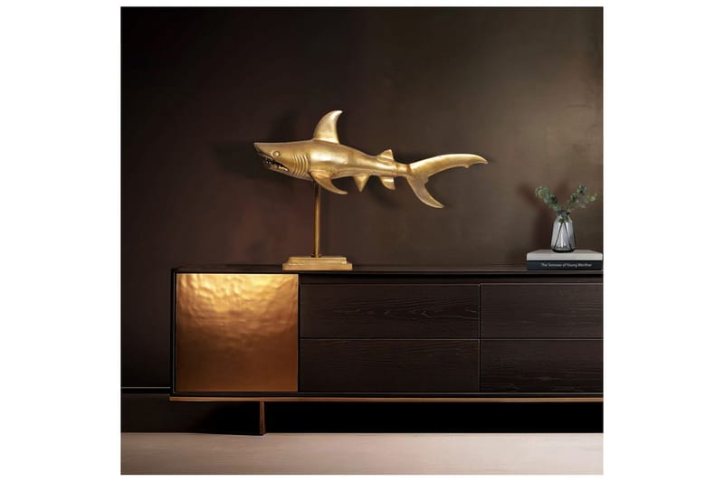 Dekorativ figur Wohnling Deco hai 70 cm aluminium, maritim stil Gull - Gull - Innredning - Dekorasjon