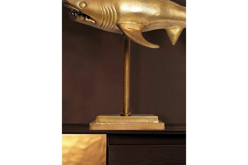 Dekorativ figur Wohnling Deco hai 70 cm aluminium, maritim stil Gull - Gull - Innredning - Dekorasjon