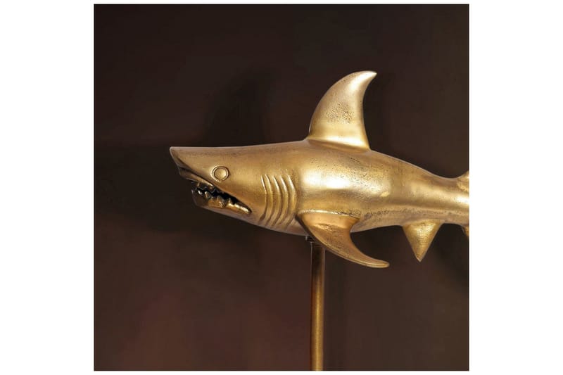 Dekorativ figur Wohnling Deco hai 70 cm aluminium, maritim stil Gull - Gull - Innredning - Dekorasjon