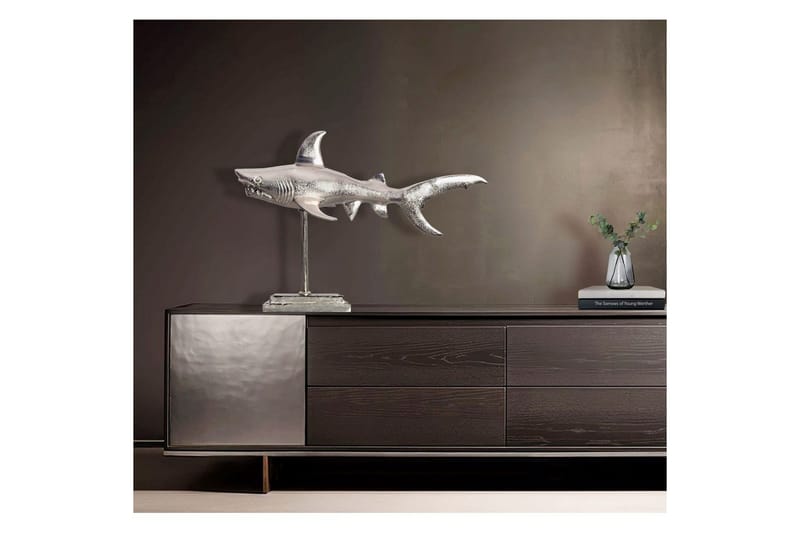 Dekorativ figur Wohnling Deco hai 70 cm aluminium, maritim stil Sølv - Sølv - Innredning - Dekorasjon