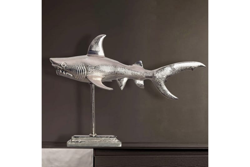 Dekorativ figur Wohnling Deco hai 70 cm aluminium, maritim stil Sølv - Sølv - Innredning - Dekorasjon