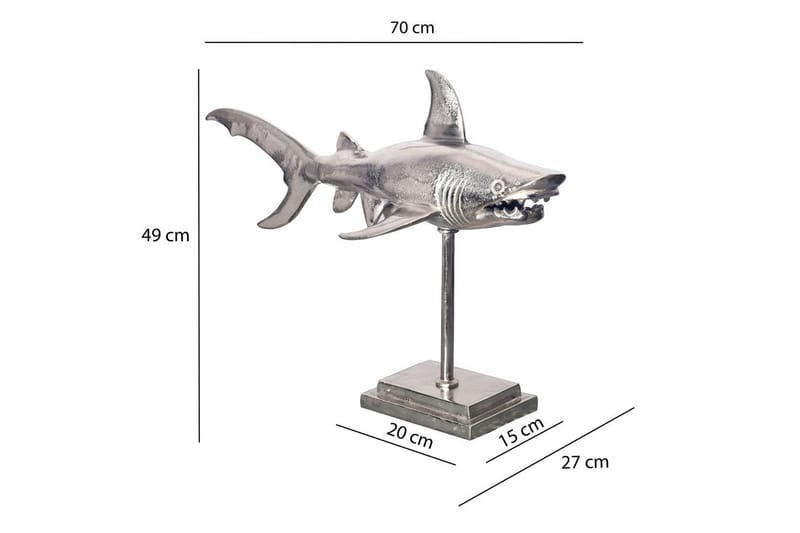 Dekorativ figur Wohnling Deco hai 70 cm aluminium, maritim stil Sølv - Sølv - Innredning - Dekorasjon