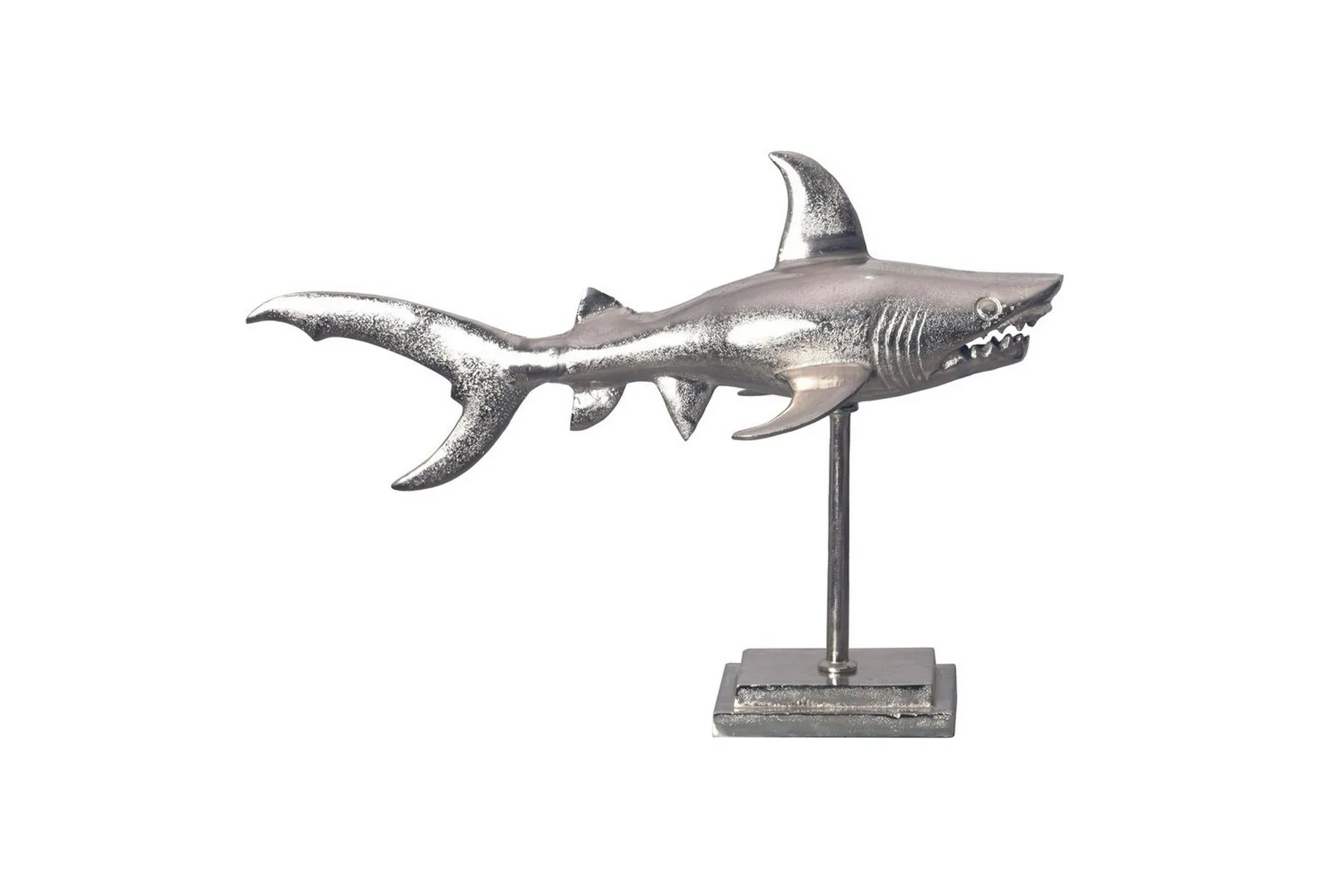 Dekorativ figur Wohnling Deco hai 70 cm aluminium, maritim stil Sølv - Sølv
