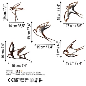 Dekorativt metallveggtilbehør Wallxpert Metal Birds flerfarget - Innredning - Bilder & kunst