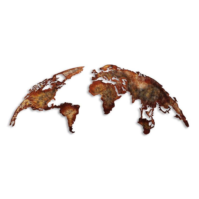 Dekorativt metallveggtilbehør Wallxpert Verdenskart (150 x 59 cm) Lysebrun, undefined
