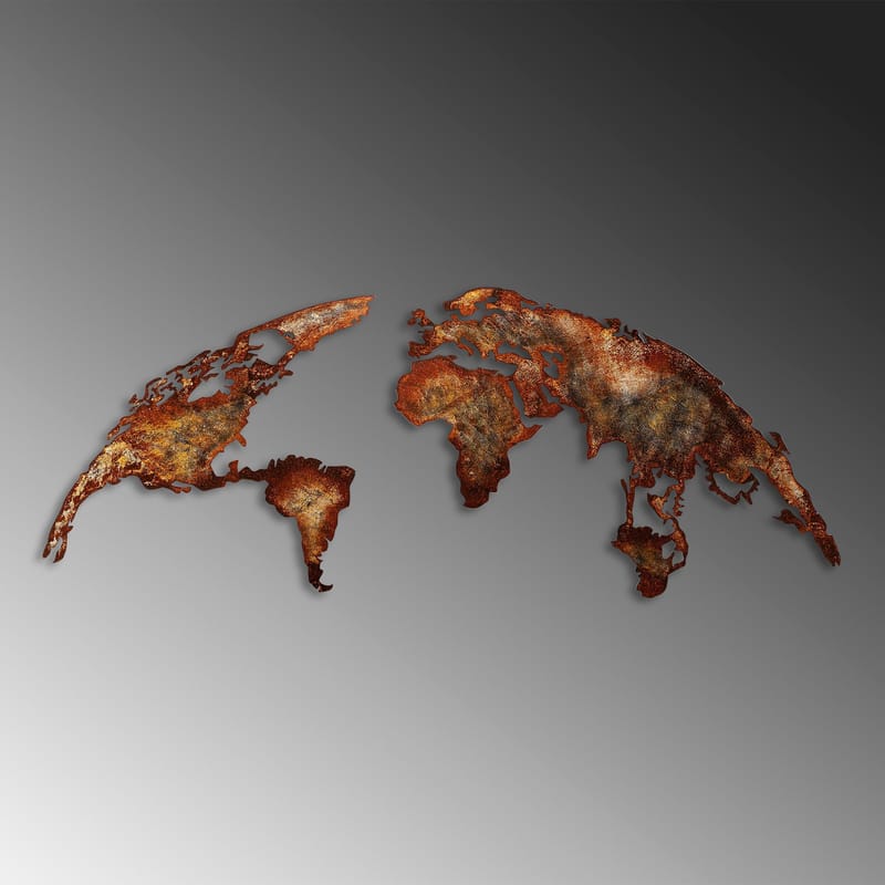 Dekorativt metallveggtilbehør Wallxpert Verdenskart (150 x 59 cm) Lysebrun - Innredning - Bilder & kunst