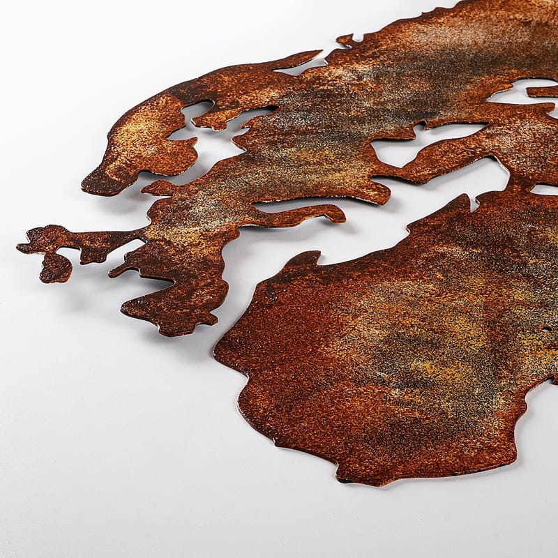 Dekorativt metallveggtilbehør Wallxpert Verdenskart (150 x 59 cm) Lysebrun - Innredning - Bilder & kunst