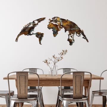 Dekorativt metallveggtilbehør Wallxpert Verdenskart (150 x 59 cm) Mørkebrun - Flerfarget - Innredning - Bilder & kunst