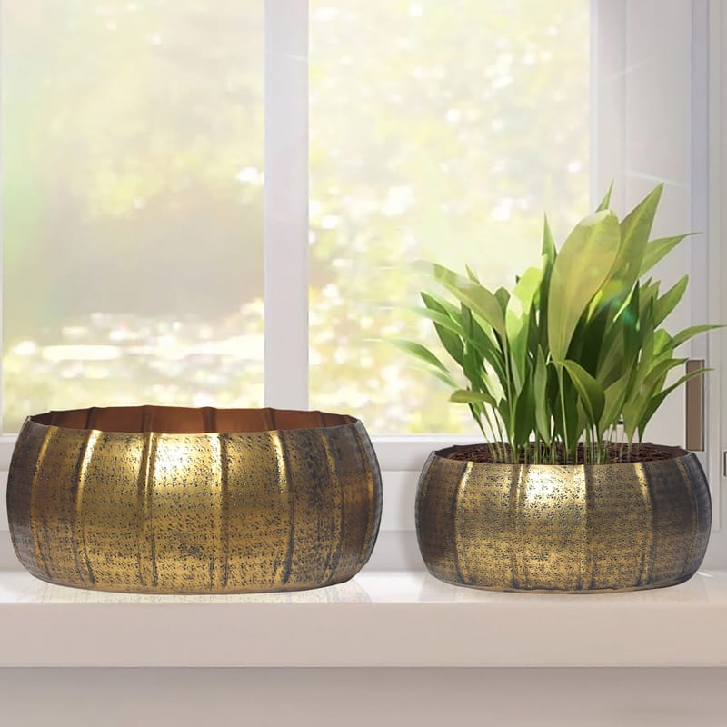 Eliaro Vase 17 cm sett med 2 - Gullfarget - Innredning - Krukker