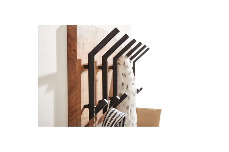 Garderobe Wohnling Vegghengt klesstativ 6 metallkroker knudrete heltre - Innredning - Håndtak & beslag - Møbelhengsler