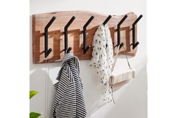Garderobe Wohnling Vegghengt klesstativ 6 metallkroker knudrete heltre - Oppbevaring - Klesoppbevaring - Stumtjener
