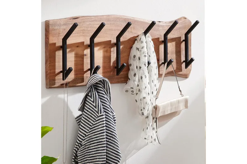 Garderobe Wohnling Vegghengt klesstativ 6 metallkroker knudrete heltre - Oppbevaring - Klesoppbevaring - Stumtjener