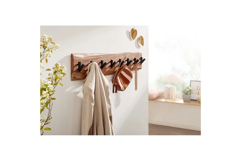 Garderobe Wohnling Vegghengt klesstativ 8 metallkroker knudrete heltre - Oppbevaring - Klesoppbevaring - Stumtjener