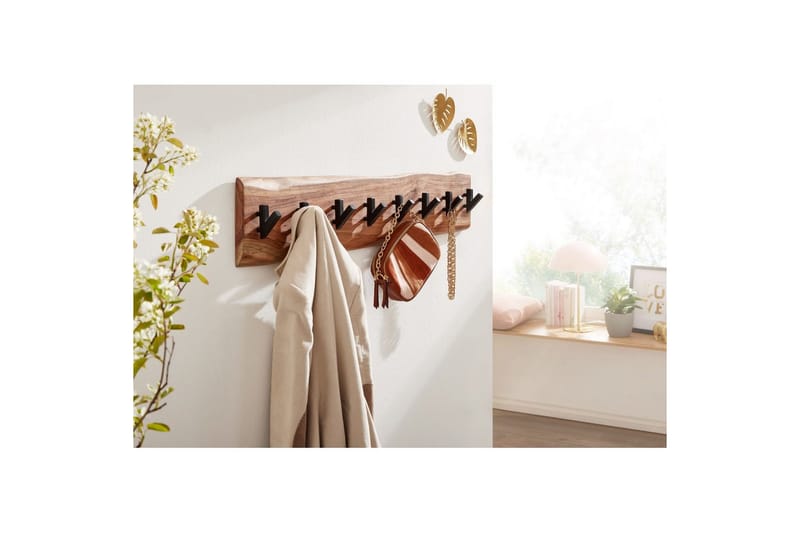 Garderobe Wohnling Vegghengt klesstativ 8 metallkroker knudrete heltre - Innredning - Håndtak & beslag - Møbelhengsler