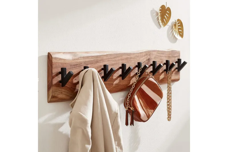 Garderobe Wohnling Vegghengt klesstativ 8 metallkroker knudrete heltre - Oppbevaring - Klesoppbevaring - Stumtjener