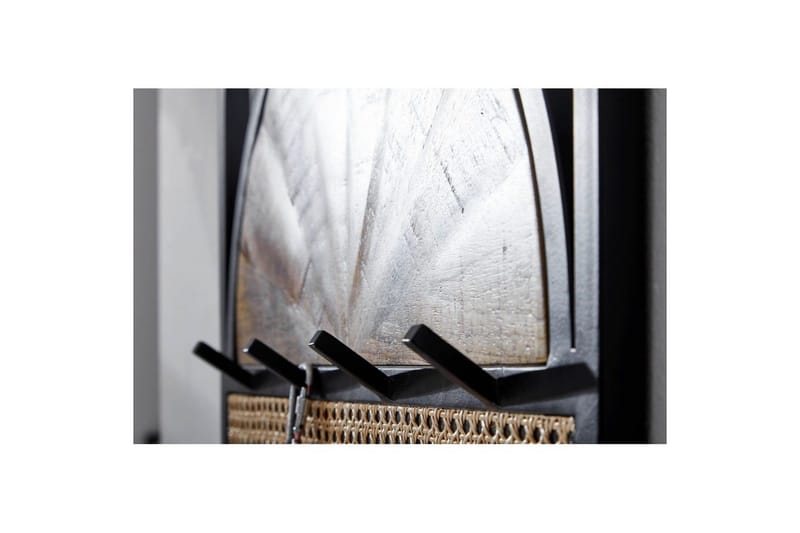 Garderobe Wohnling Vegghengt knaggrekke laget av massivt mangotre, to-rads metallkrokrekke, pulverlakkert - Oppbevaring - Klesoppbevaring - Stumtjener