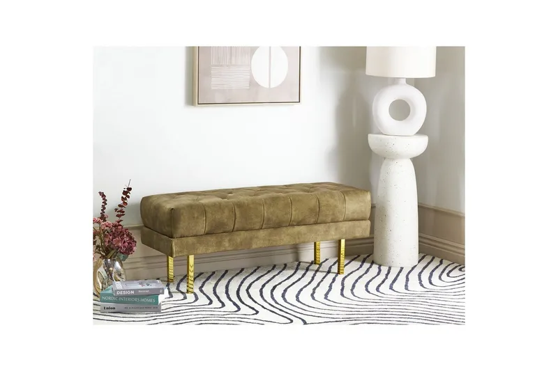 Sittebenk Roseville Grønn/gull - Grønn/gull - Møbler - Stoler & lenestoler - Benk - Entrebenk