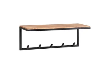 Vegghylle Wohnling Vegghengt knaggrekke i metall med massivt tre 70 cm industriell - Oppbevaring - Klesoppbevaring - Stumtjener