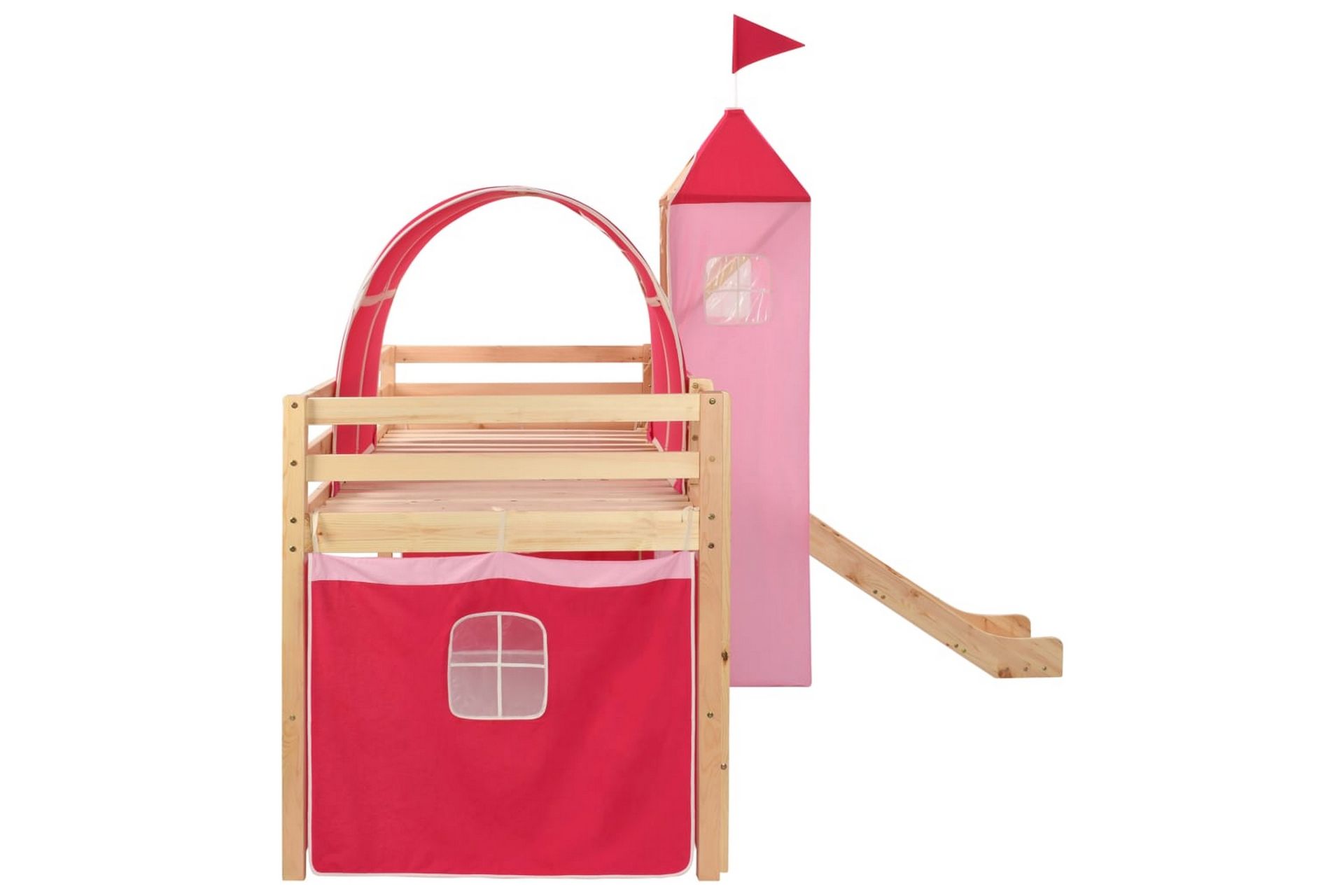 Barneseng med sklie og stige furu 97x208 cm - Rosa - Innredning - Innredning barnerom - Lekehage