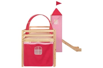 Barneseng med sklie og stige furu 97x208 cm - Rosa - Innredning - Innredning barnerom - Lekehage