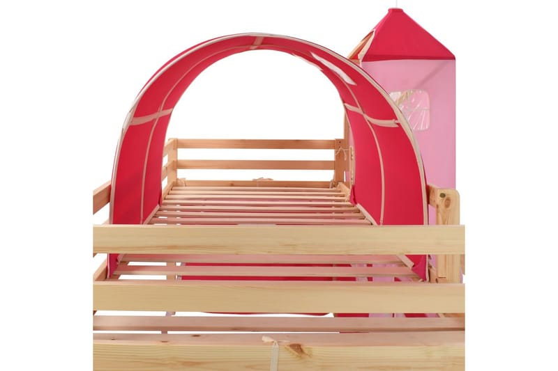 Barneseng med sklie og stige furu 97x208 cm - Rosa - Innredning - Innredning barnerom - Lekehage