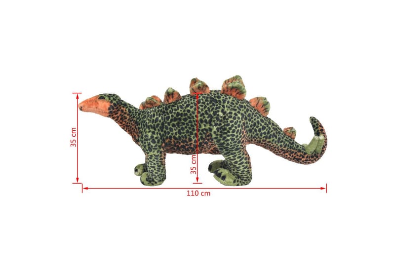 Stående lekedinosaur stegosaurus grønn og oransje XXL - Innredning - Innredning barnerom - Leketøy & leker