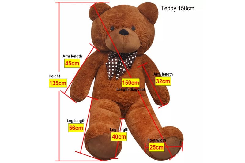 Myk plysjbamse XXL brun 150 cm - Innredning - Innredning barnerom - Leketøy & leker