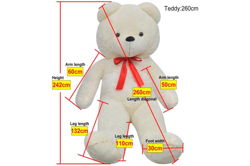 Plysjbamse hvit 260 cm - Innredning - Innredning barnerom - Leketøy & leker