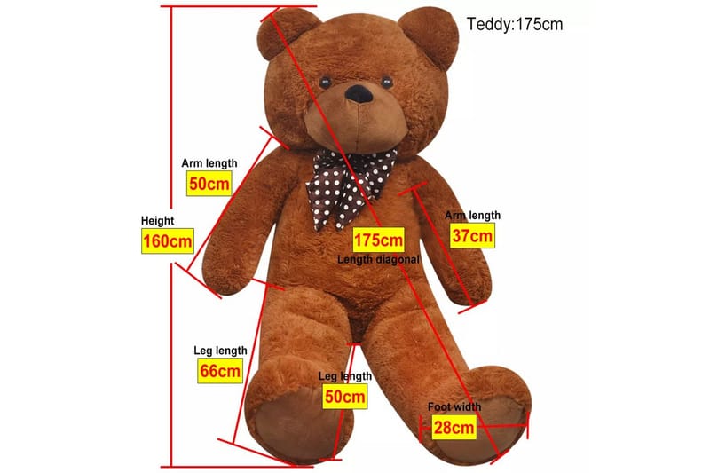 Plysjbamse XXL myk brun 175 cm - Innredning - Innredning barnerom - Leketøy & leker