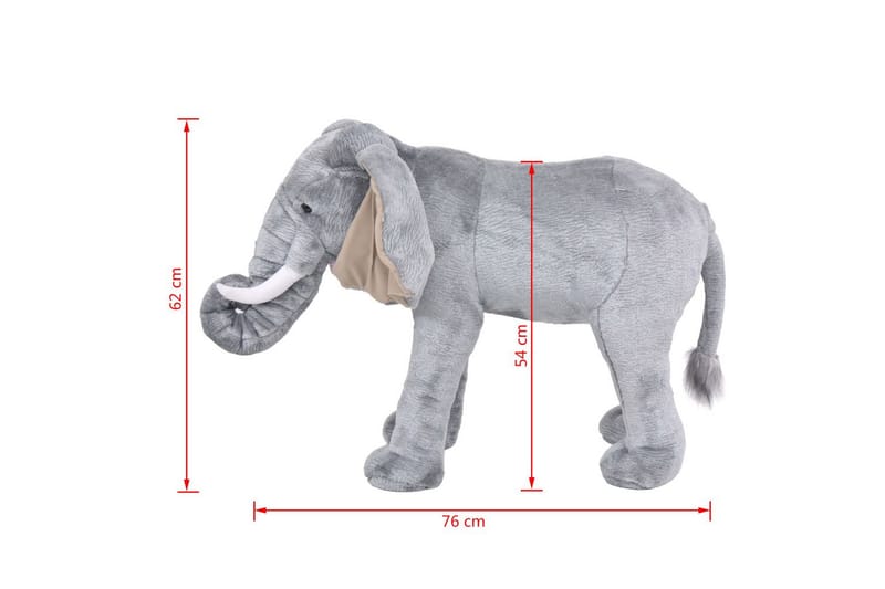 Stående lekeelefant plysj grå XXL - Innredning - Innredning barnerom - Leketøy & leker