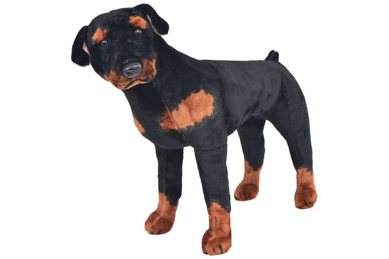 Stående lekehund rottweiler plysj svart og brun XXL - Svart - Innredning - Innredning barnerom - Leketøy & leker