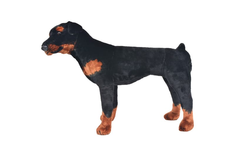 Stående lekehund rottweiler plysj svart og brun XXL - Svart - Innredning - Innredning barnerom - Leketøy & leker