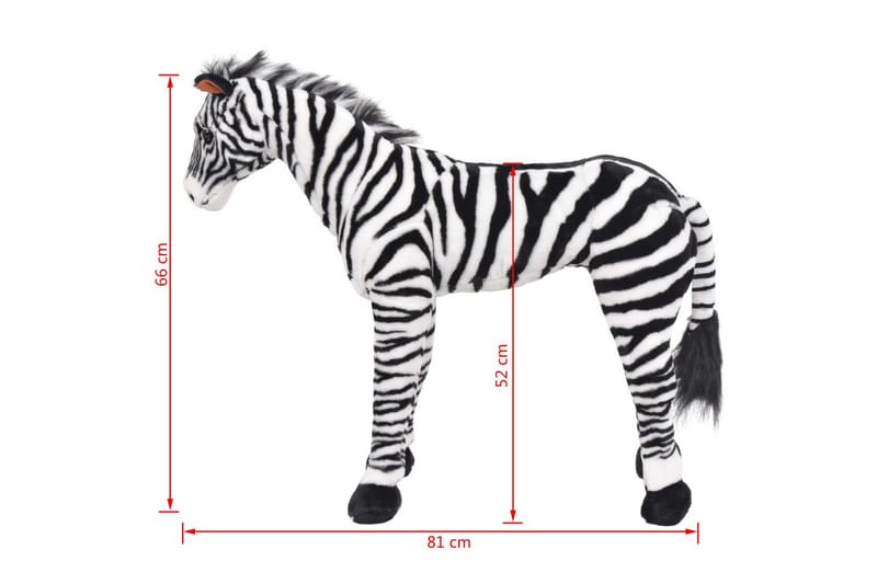 Stående lekezebra plysj svart og hvit XXL - Innredning - Innredning barnerom - Leketøy & leker