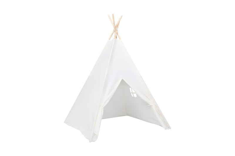 Tipi-telt for barn med pose ferskenhud hvit 120x120x150 cm - Hvit - Innredning - Innredning barnerom - Leketelt & tipitelt barnerom