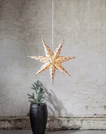 Cotton papirstjerne 60 cm - beige med grønt kongle- og granbarnålsmønster - Innredning - Julepynt & helgedekorasjon - Julepynt & juledekorasjon
