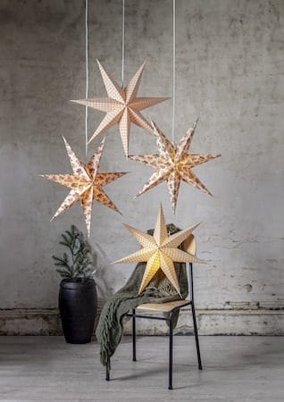 Cotton papirstjerne 60 cm - beige med grønne prikker - Innredning - Julepynt & helgedekorasjon - Julepynt & juledekorasjon