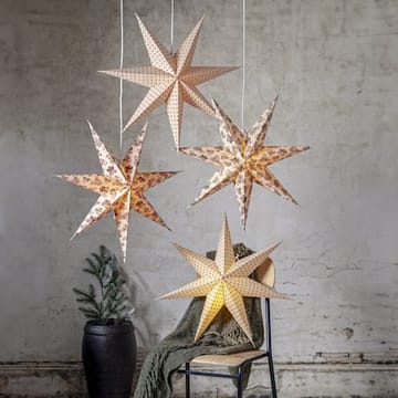Cotton papirstjerne 60 cm - beige med grønt kongle- og granbarnålsmønster - Innredning - Julepynt & helgedekorasjon - Julepynt & juledekorasjon