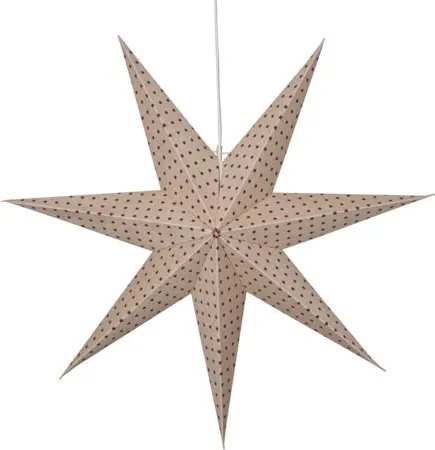 Cotton papirstjerne 60 cm, beige med røde prikker