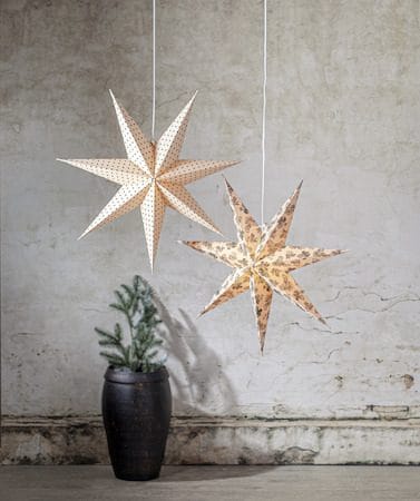 Cotton papirstjerne 60 cm - beige med grønne prikker - Innredning - Julepynt & helgedekorasjon - Julepynt & juledekorasjon